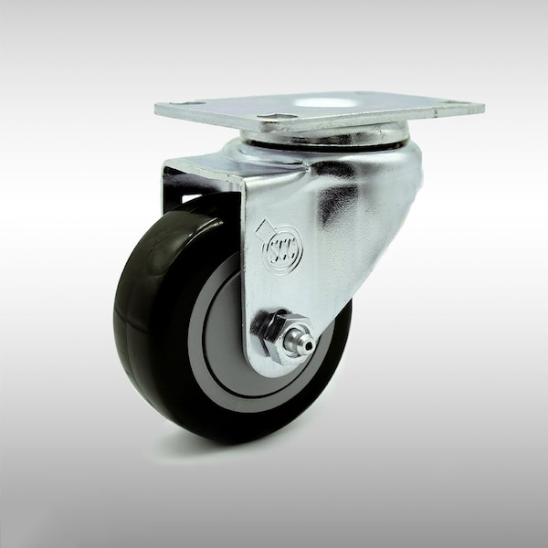 3 Inch SS Black Polyurethane Wheel Swivel Top Plate Caster